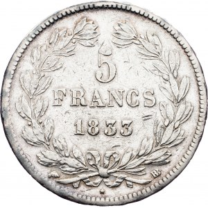 France, 5 Francs 1833, Strasbourg