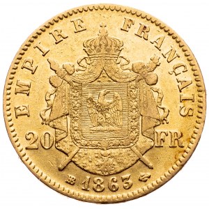 France, 20 Francs 1863, Strasbourg
