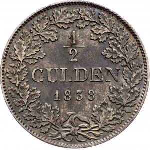 Germany, 1/2 Gulden 1838, Baden