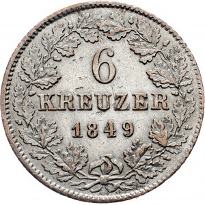Germany, 6 Kreuzer 1849, Baden