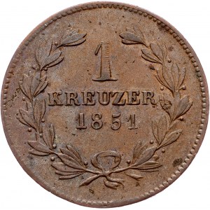 Germany, 1 Kreuzer 1851, Baden