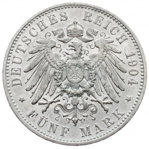 Württemberg, 5 Mark 1904, F