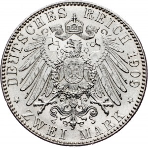 Germany, 2 Mark 1909, Sachsen