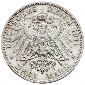 Württemberg, 3 Mark 1911, F