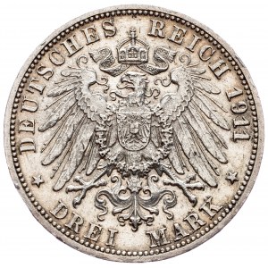 Württemberg, 3 Mark 1911, F