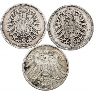 Germany, 1 Mark 1875, 1881, 1910, A, A, A