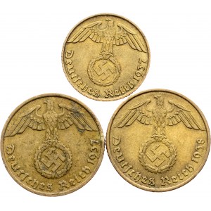 Germany, 5 Pfennig, 10 Pfennig 1937, 1938, E, G, E