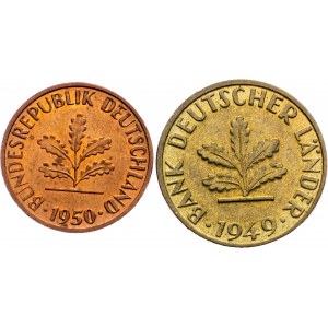 Germany, 1 Pfennig, 5 Pfennig 1950, 1949, J