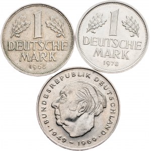 Germany, 1 Mark, 2 Mark 1968, 1978, 1976, F, G, D