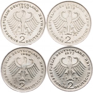 Germany, 2 mark 1969, 1970, 1972, 1973