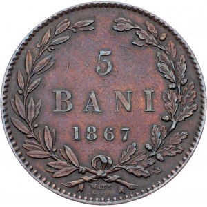 Romania, 5 Bani 1867, WATT & CO.