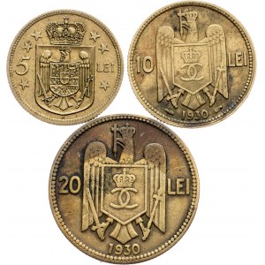 Romania, 5 Lei, 10 Lei, 20 Lei 1930