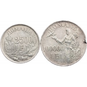 Romania, 25000 Lei, 100 000 Lei 1946
