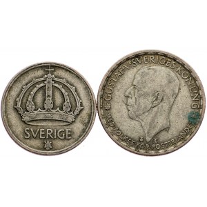 Sweden, 50 Ore, 1 Krona 1944, 1948
