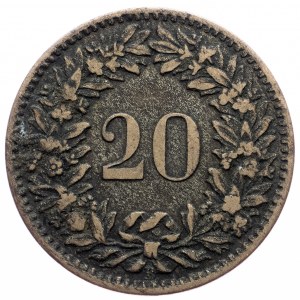 Switzerland, 20 Rappen 1858, Bern