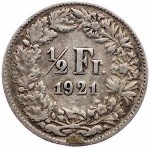 Switzerland, 1/2 Franc 1921, Bern