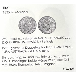 Franz I. (II.), 1 Lira 1835, M (Milan)