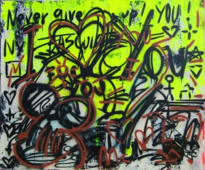 Petro Brunetti, New York composition No 4786.Brooklyn graffiti. Enjoy your life and be happy with Petro Brunetti, 2022r.