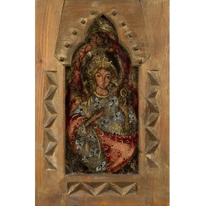 Glass painting Saint Apolonia - work of a folk artist