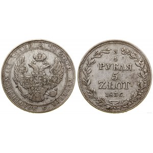 Poland, 3/4 ruble = 5 zlotys, 1836 MW, Warsaw