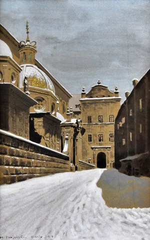 Stanisław Ignacy FABIJAŃSKI (1865-1947), Widok na Kaplicę Zygmuntowską i wejście na Wawel, 1917