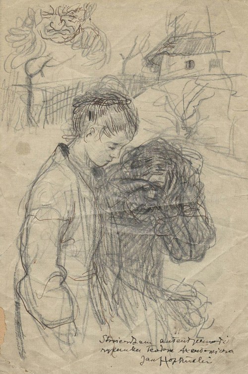 Teodor AXENTOWICZ (1859-1938), Studium dwóch postaci na tle pejzażu