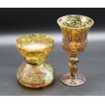 MIMOZA Glas-Set Hortensia Kommerzielle Glashütte 1970er Jahre.