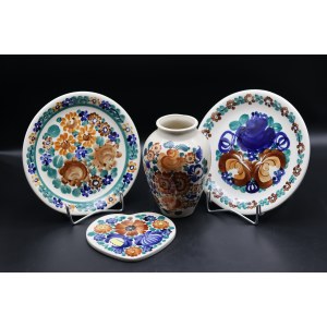 Komplet Ceramicznych Naczyń Dekoracyjnych Fajans Włocławek