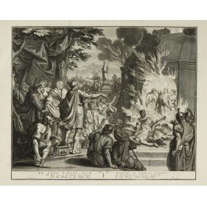 Bernard Picart (1673-1733), Truimwiri in ardente fornace - Krzyżu - ilustracja do Biblii XVIII wiek Francja