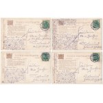 4 db RÉGI szecessziós képeslap híres német férfiakkal / 4 pre-1914 Art Nouveau German postcards with famous people ...