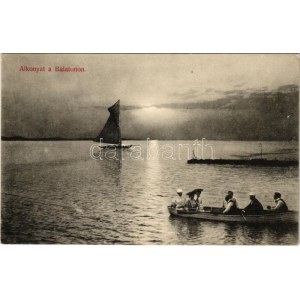 Balaton, Alkonyati csónakázók. Mérei Ignác 1910.