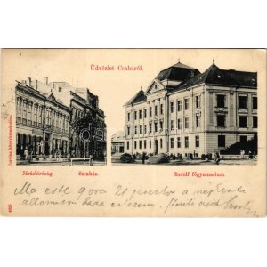 1900 Békéscsaba, Csaba; Járásbíróság, színház, Rudolf főgimnázium...