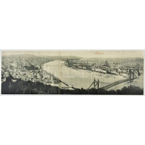 Budapest I. Látkép a Gellérthegyről, Királyi vár, Tabán, építés alatt álló Erzsébet híd, Döbrentei tér...