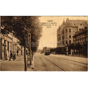 Budapest IV. Újpest, Árpád út és vigadó, A-jelzésű villamos, Zigó Mátyás üzlete