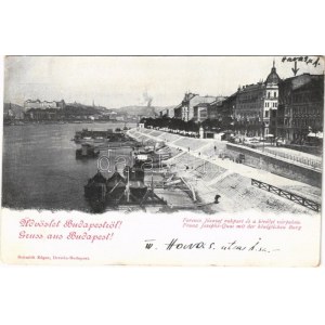 Budapest V. Ferenc József (Belgrád) rakpart, királyi várpalota, Dunai uszoda (EK)