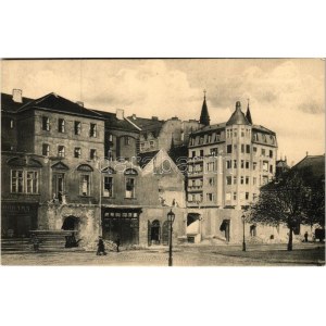 1913 Budapest V. Bontásban lévő városháztéri piarista ház szeptember közepén, Világ Panorama üzlet (fa...