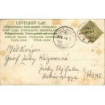 1905 Budapest XIII. Margitsziget. Magyar címeres és bélyeges díszes képeslap. Philatelie-Ansichtskarte litho (Rb...