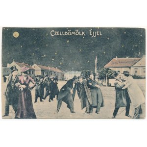 1908 Celldömölk. Humoros részeg montázs éjjel, Szagán János kiadása (EK)