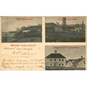 1903 Csabrendek, Fő tér, Hatzky kastély, Barcza és Lőb épületei, nagyvendéglő...