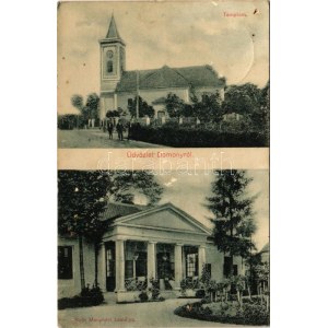 1911 Domony, templom, Both Menyhért kastélya (kis lyukak / small pinholes)