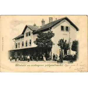 1901 Esztergom, pályaudvar, vasútállomás. St. J. kiadása (EK)