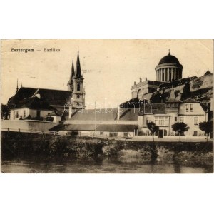 1917 Esztergom, Bazilika, templom, Duna part (EK)