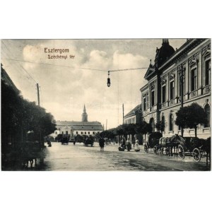 1914 Esztergom, Széchenyi tér, piaci árusok, lovas hintók