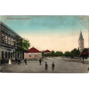1910 Hajdúszoboszló, Fő tér, templom, Bika szálloda. W.L. Bp.2096. (EK)