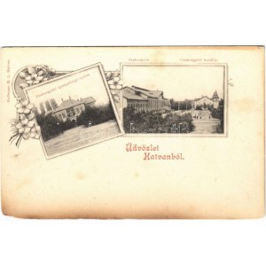 Hatvan, Cukorgyári kastély és igazgatósági épület. Hoffmann M.L. kiadása, Art Nouveau, floral (szakadás / tear...