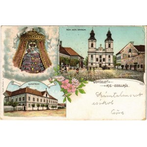 1903 Kiscell, Celldömölk; Római katolikus templom, klostrom. Fischer G. 99. Art Nouveau, floral, litho (EK...