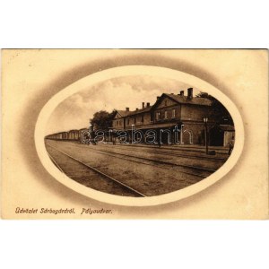 1914 Sárbogárd, pályaudvar, vasútállomás. Braun Miksa kiadása (EK)