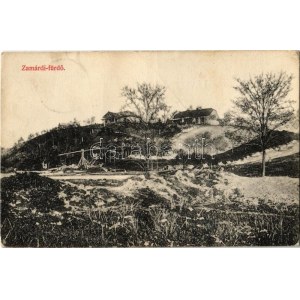 Zamárdi-fürdő, Balatonzamárdi; Villák a dombon, kút. Polónyi István kiadása (fa)