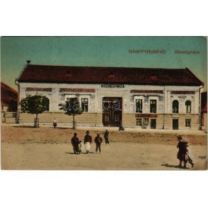 Bánffyhunyad, Huedin; Községháza, Diamantstein Nándor és Müller Sándor üzlete / town hall, shops (fl...