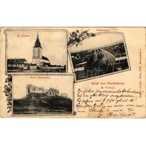 1901 Barcaföldvár, Brassó-Földvár, Marienburg, Feldioara; Evangélikus templom, várrom. Atelier Anna / Burgruine...